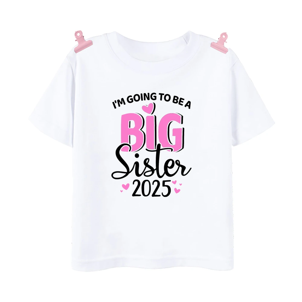 I'm Going To Be A Big Sister T-shirt estampada para meninas, Tee para anúncio de gravidez, roupa de manga curta infantil, tops de verão infantil