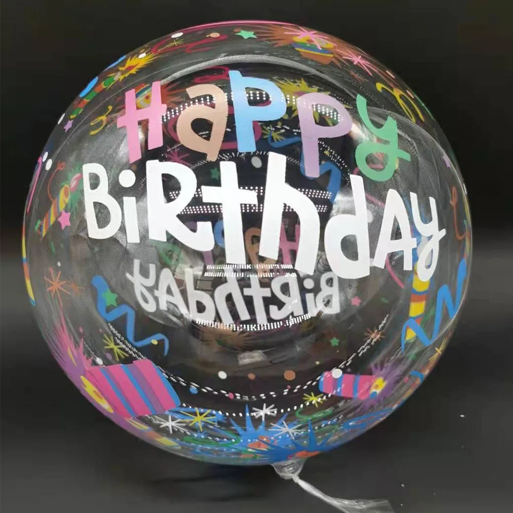 5-50 Stück bedruckte Bubble-Ballons, 20 Zoll, transparente Bobo-Ballons, Ballons mit verschiedenen Motiven für Hochzeits- und Geburtstagsfeiern – Detail 2