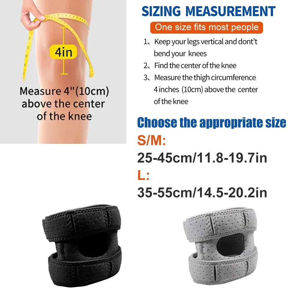 1Pcs Patella Knee Braces for Knee Pain, Dual Patellar Tendon Support Straps with Gel Pad for Arthritis, Tendonitis, PFPS, ITBS