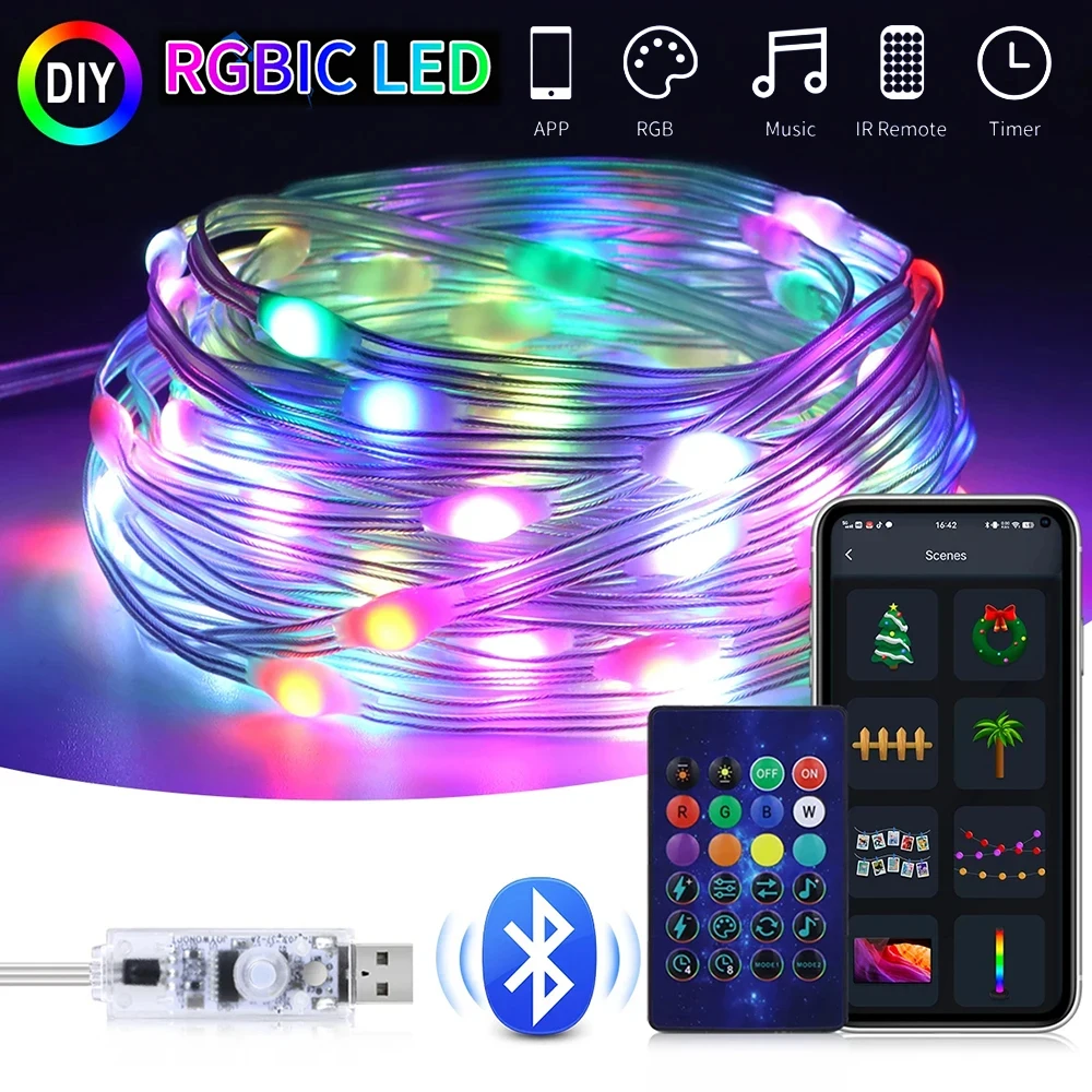 LED RGB Integrado Bola Lâmpada LED, Linha De Couro, Interior E Exterior, Decoração Do Jardim, Decoração Da Loja, Casamento, Festa Do Festival