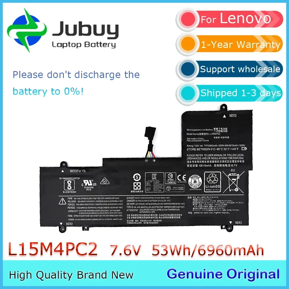 

L15M4PC2 7,6 В 53 Втч оригинальный аккумулятор для ноутбука Lenovo Ideapad Yoga 710-14IKB 710-14ISK 710-151KB 710-15IKB и т. д.