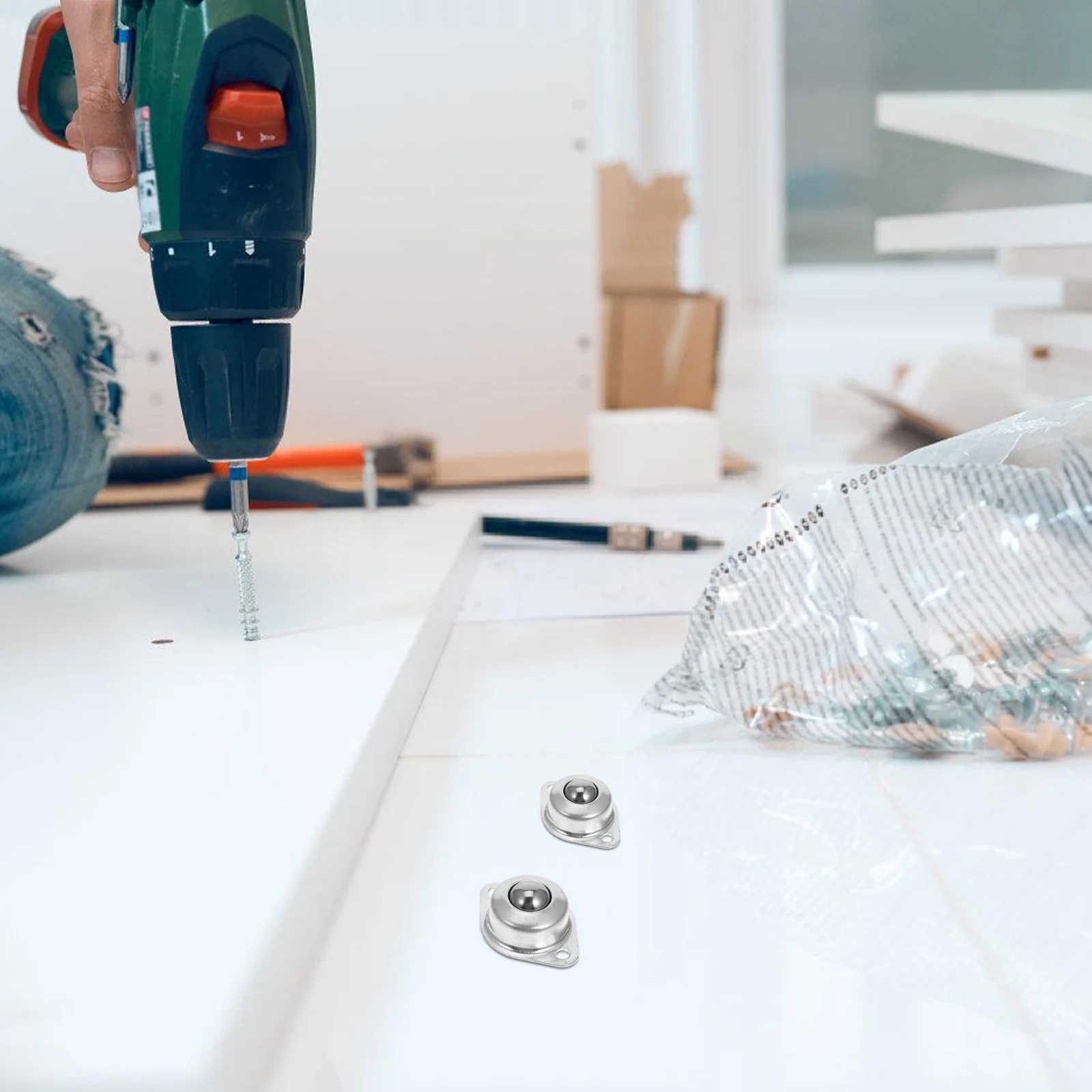 

8pcs Metal Ball Casters Carbon Steel Flange Mounted 360 Degree Rotation For Furniture Shelves Toolboxes Heavy Duty Rolling