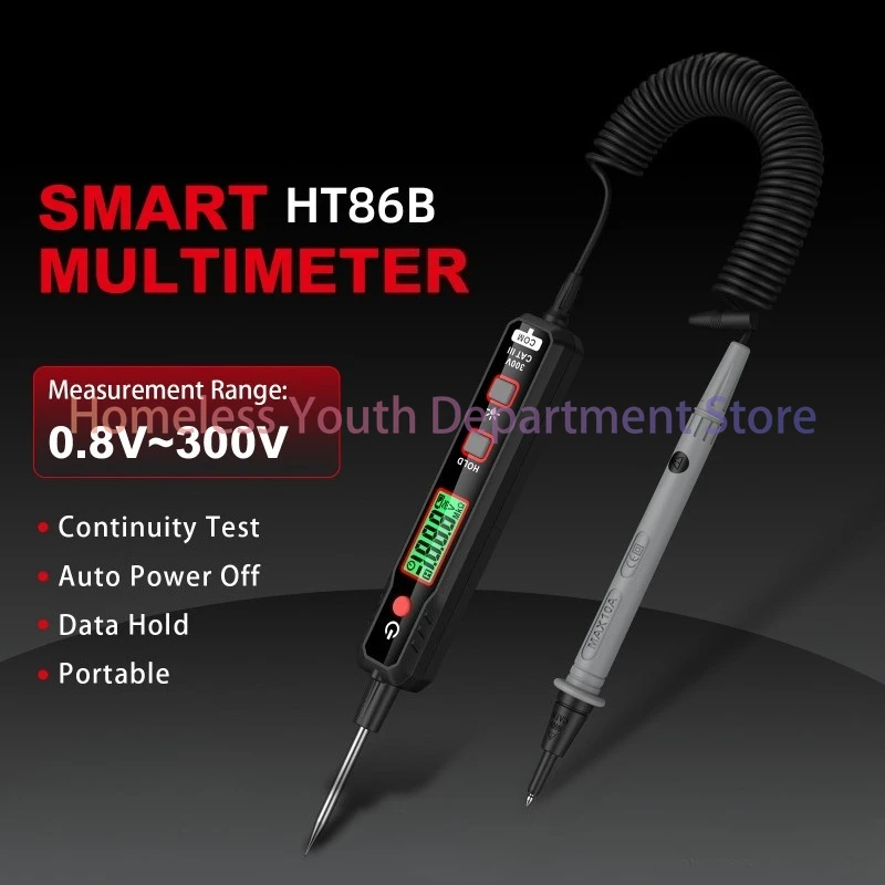 HT86B Digital Multimeter Pen Automobile Voltage Tester Pen LCD Display Portable Continuity Test Voltage Tester Electrician Tools