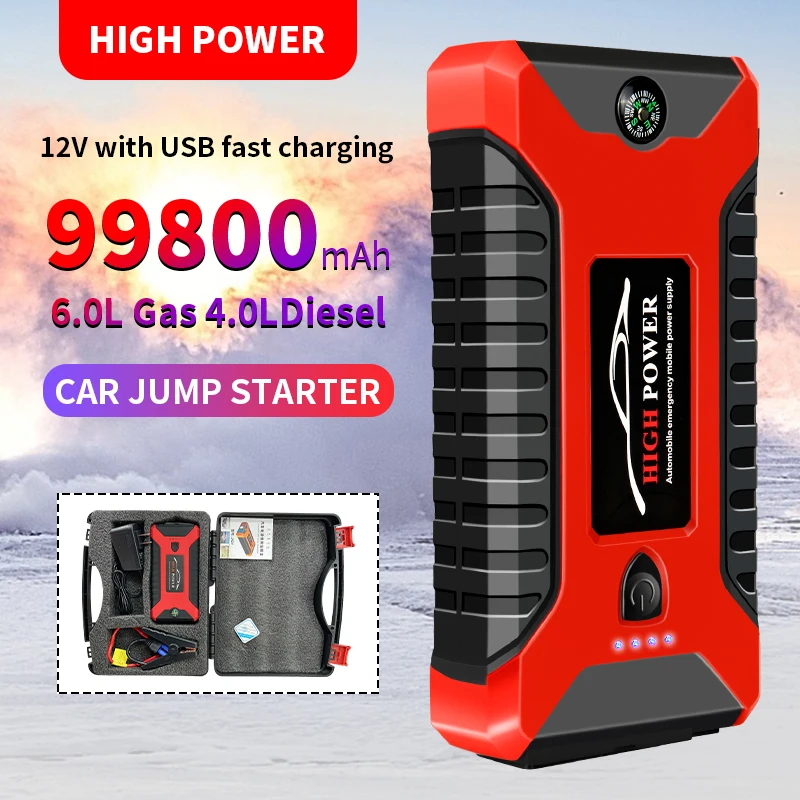 

Portable Car Jump Starter Power Bank 99800mAh Emergency Start-up Charger 600A 12V for Cars Booster Battery Quick Starting Device