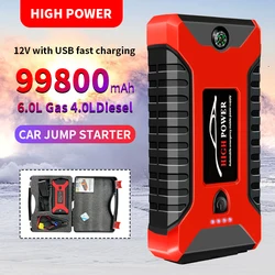 Portable Car Jump Starter Power Bank 99800mAh Emergency Start-up Charger 600A 12V for Cars Booster Battery Quick Starting Device