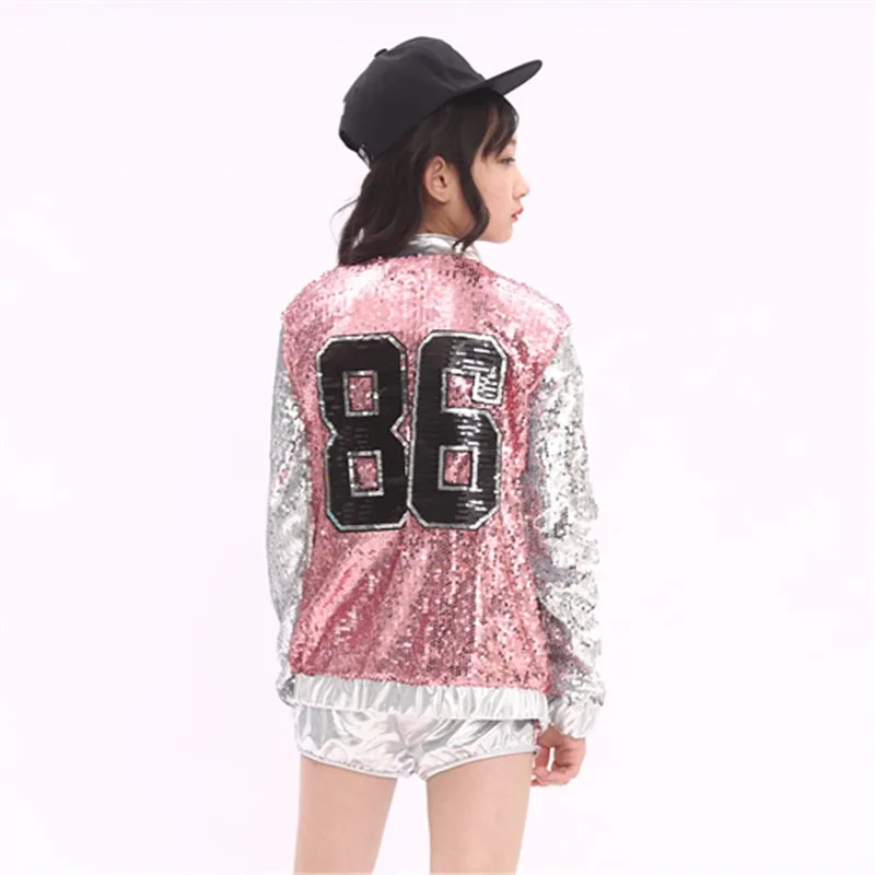 Girls Sequin Dance Costume Sparkle Hip Hop Street Dance Jazz Modern Dancing Outfits 4-14 Years Kids Stage Performance Set