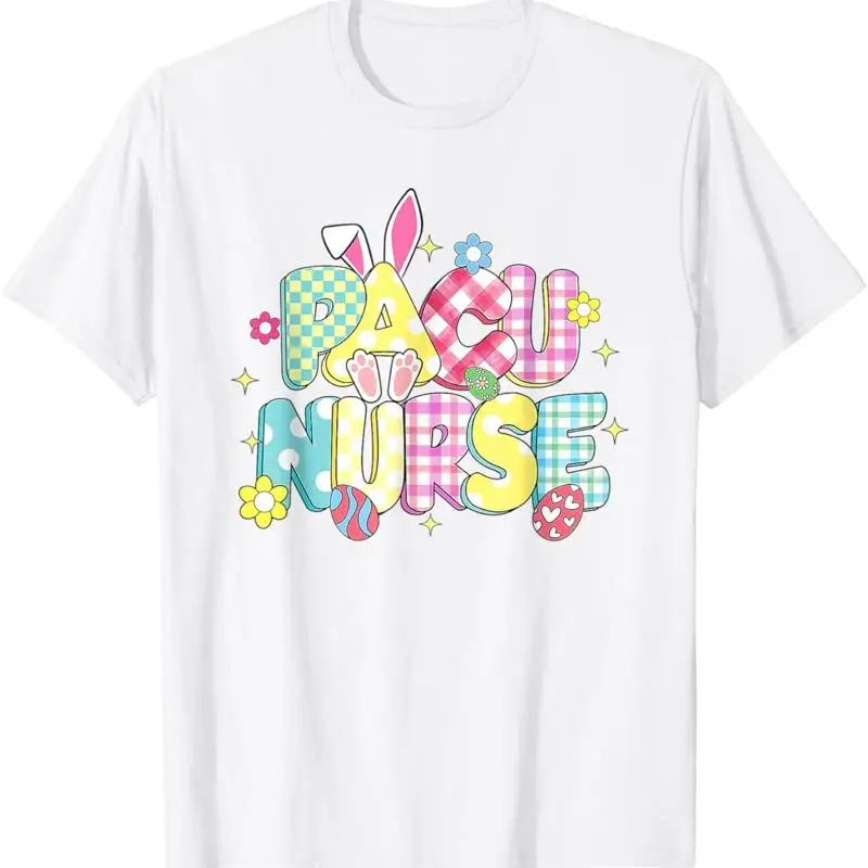 Retro Groovy Pacu enfermera conejito oreja divertida Pascua S camiseta