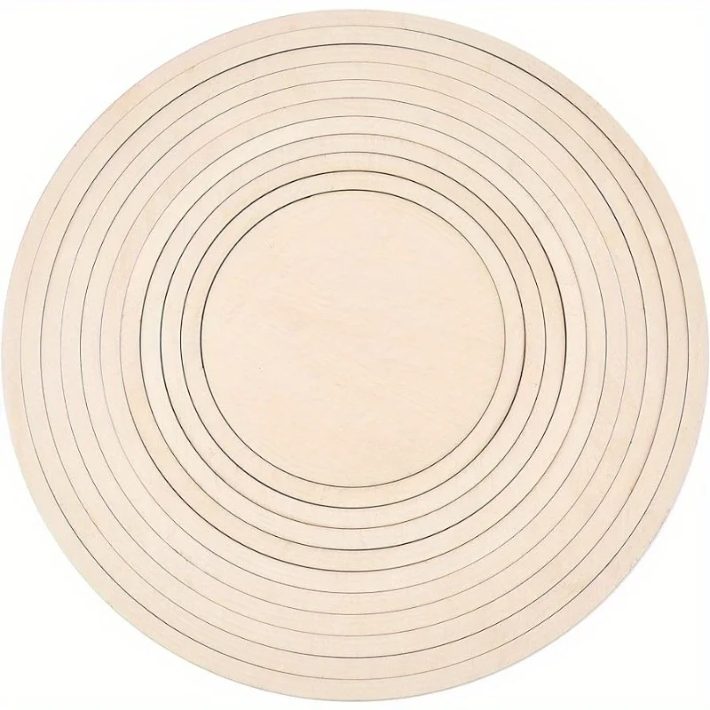 11-piece round ceramic tool set 35cm wooden concentric geometric pattern track combination, suitable for DIY ceramic cutting and