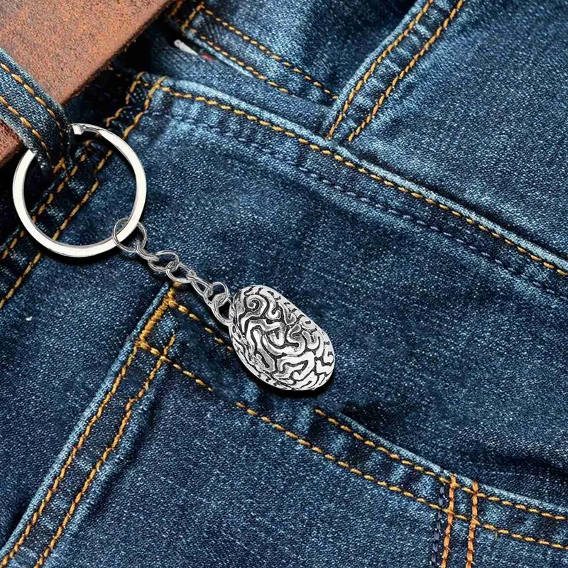 Liga do cérebro Keychain, Inteligente Brainiac IQ Key Ring, Cadeia Fob, Medicina humana