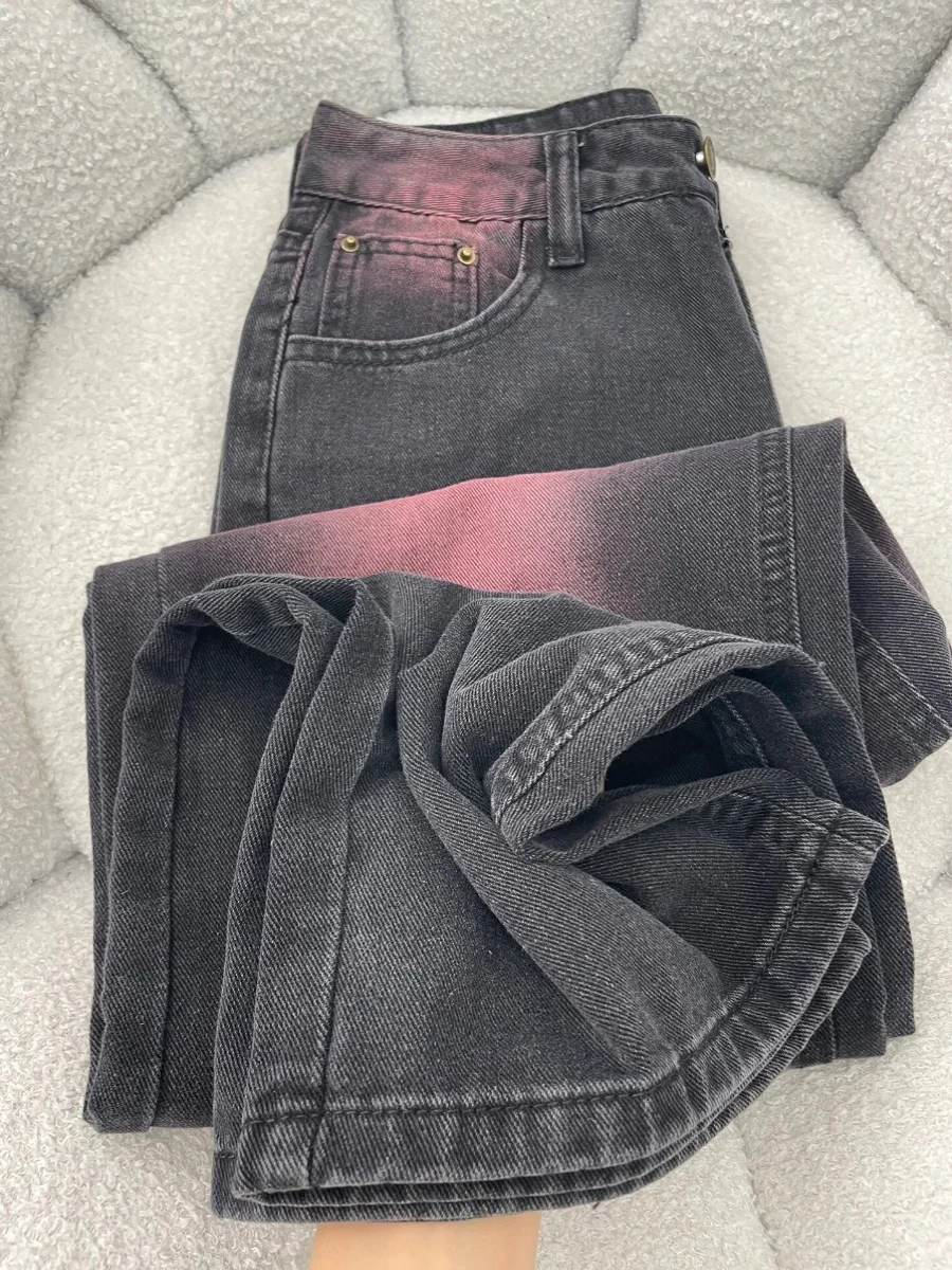 

Мужские свободные джинсы прямого кроя, весенне-осенние, новые, из окрашенного денима, в стиле High Street, модные, брендовые, широкие повседневные брюки