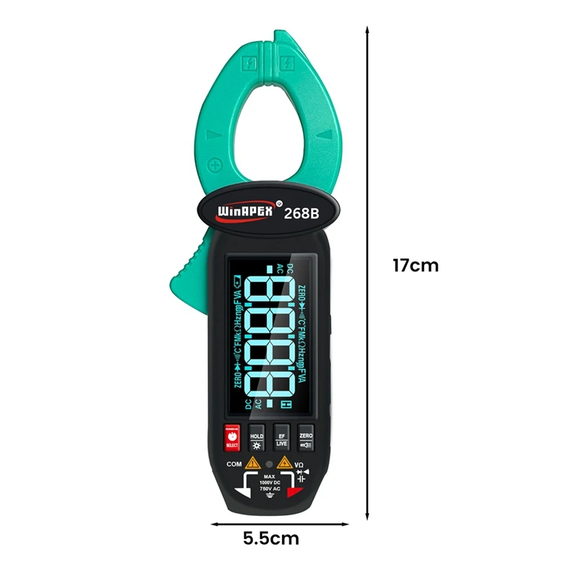 Winapex 268B Intelligent Large Screen AC-DC Leakage Meter AC Leakage Clamp Meter 600MA-60A Multi-Function Leakage Current Meter