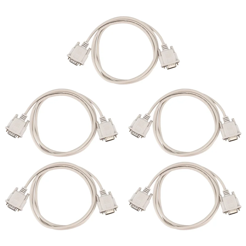 5 pezzi 1,4 M RS232 DB9 9 pin maschio a VGA video 15 pin maschio cavo adattatore grigio chiaro