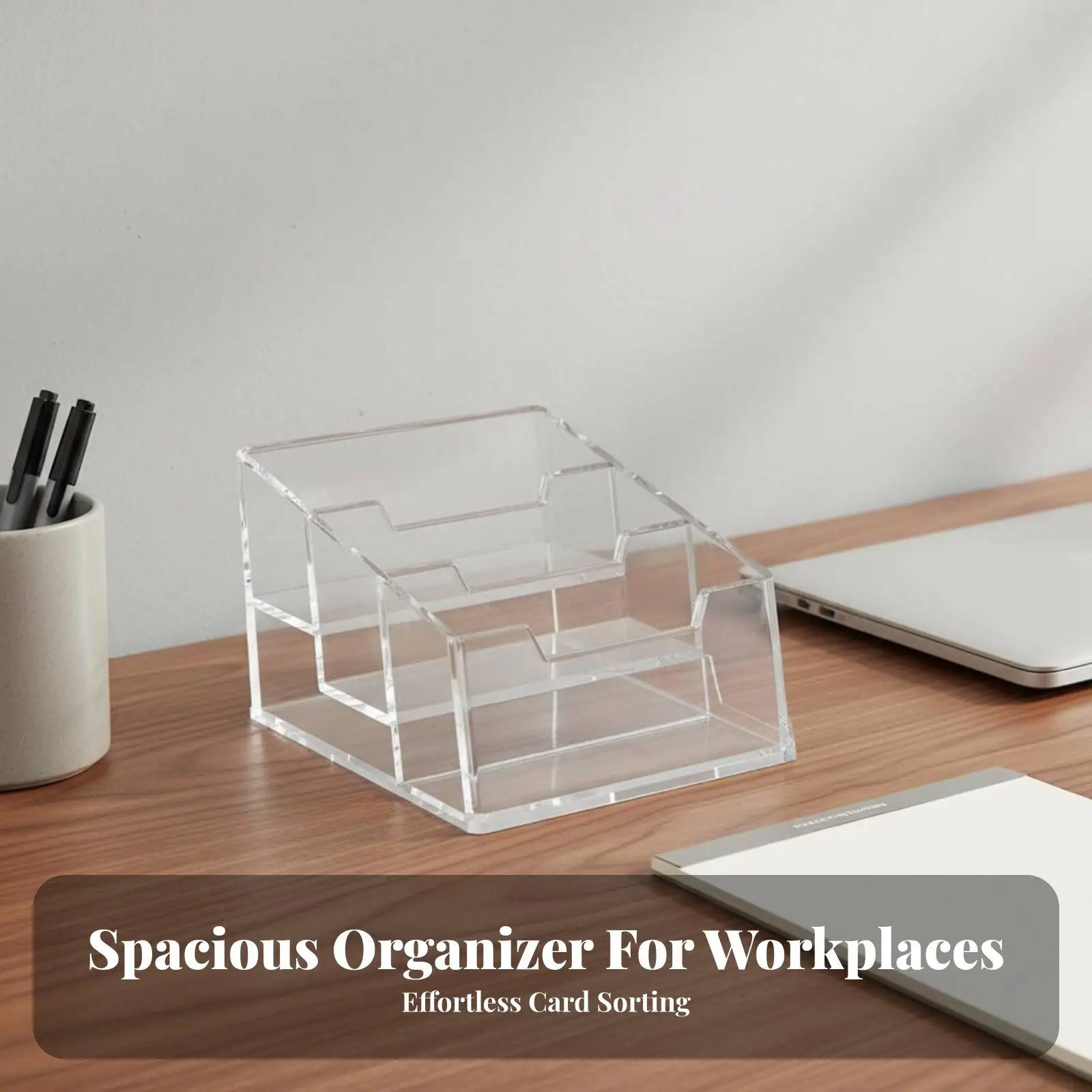Modern Acrylic Business Card Organizer Holder for Desk Counter Display Case with Clear Finish for Professional Office Setup