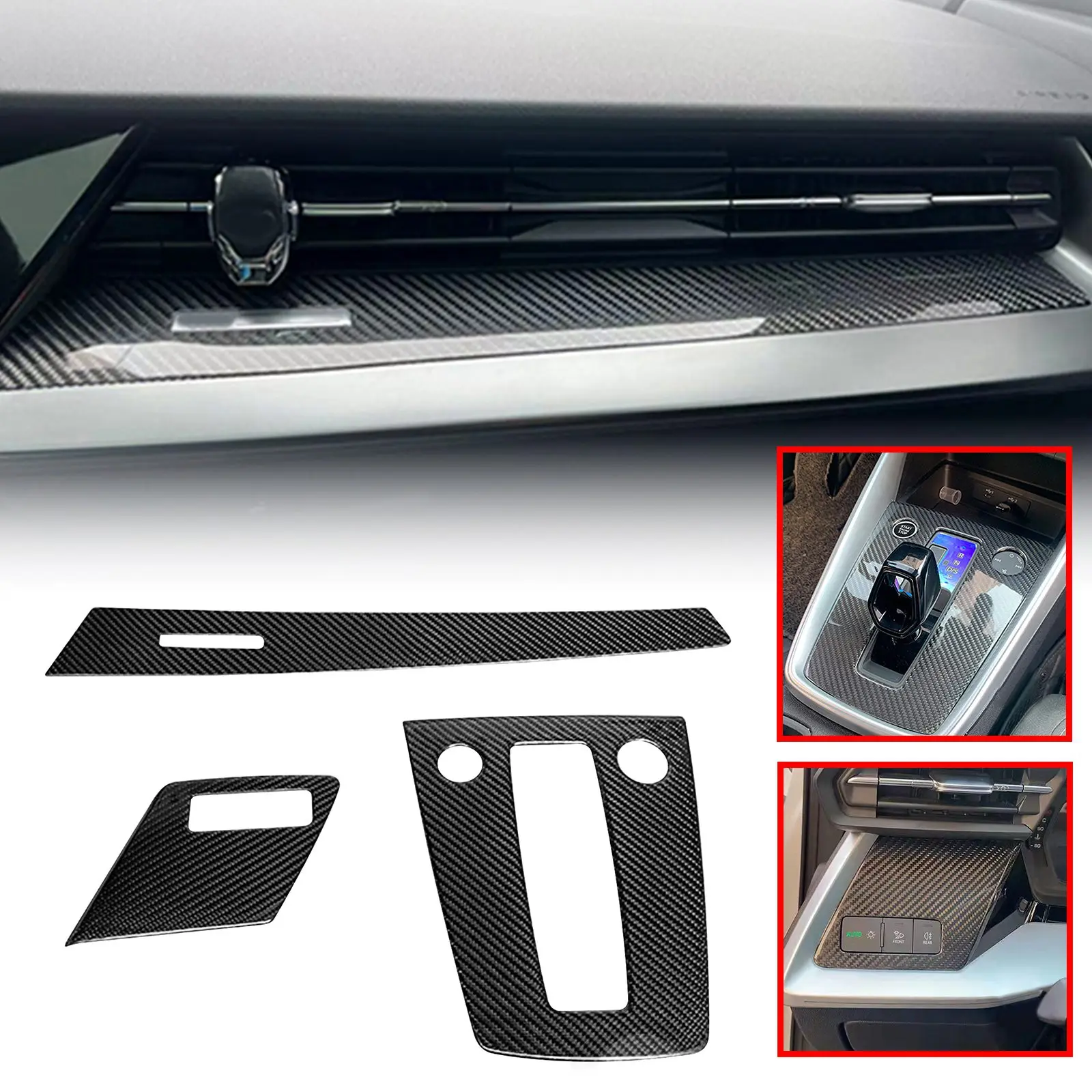 For Audi A3 2021-2022 Dry Carbon Fiber Control Console Panel Dashboard Cover 3X