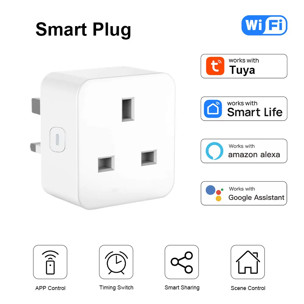

Tuya WiFi UK Smart Plug Voice Control Work With Alexa&Google Home Energy Monitoring Mini Smart Socket WiFi Plug Remote Control