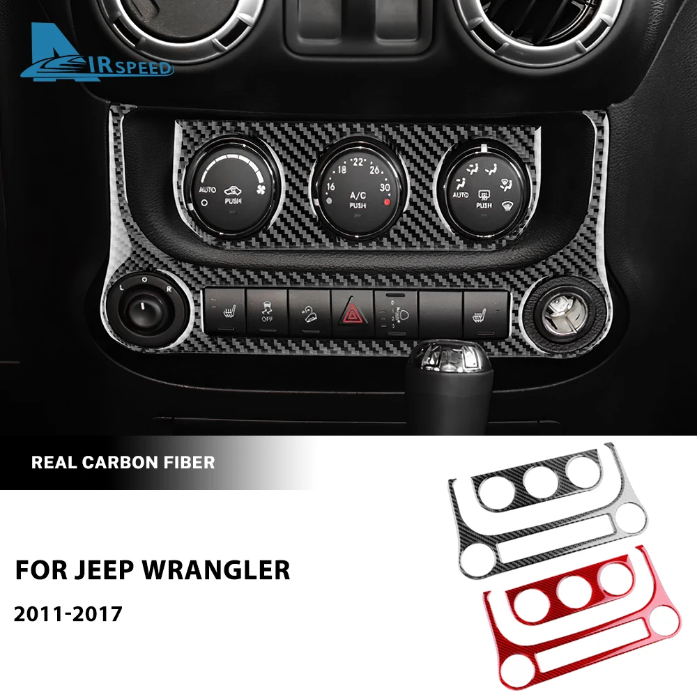 

﻿ Real Soft Carbon Fiber Sticker For Jeep Wrangler JK JKU 2011 2012 2013 2014 2015 2016 2017 Car AC Cigarette Light Panel Trim