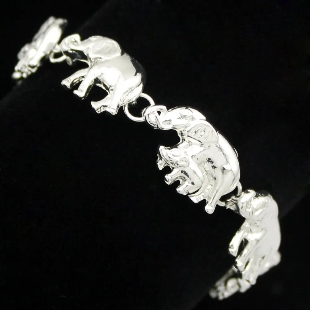 Fashion Silver Plated Elephant Pendant Bracelet For Woman Man Baby Link Hindu Ganesh Charms Chain Bangle Man Jewelry Accessories