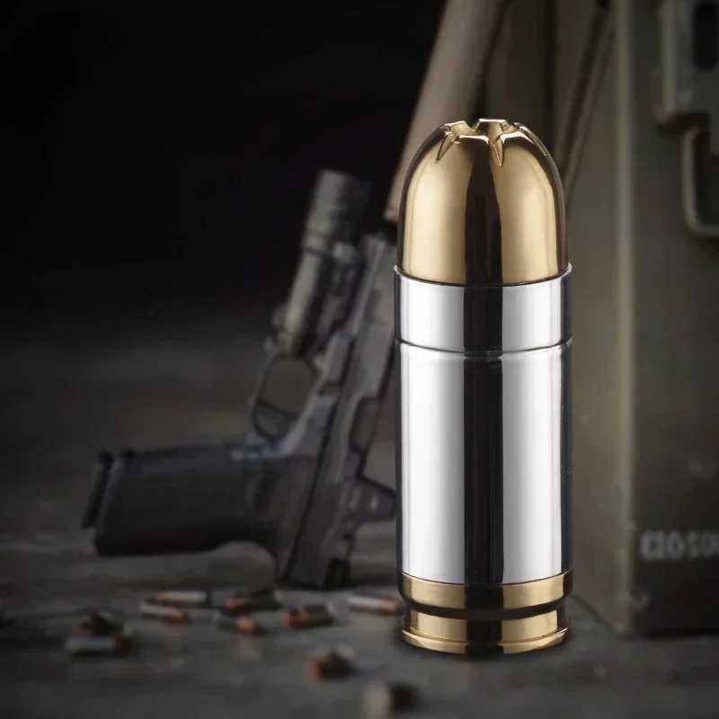 Creative  Flashlight Lighter Metal Bullet Shaped Butane Windproof Lighters Men\'s Cigarette Cigar Carry Beer Bottle Opener Gadget