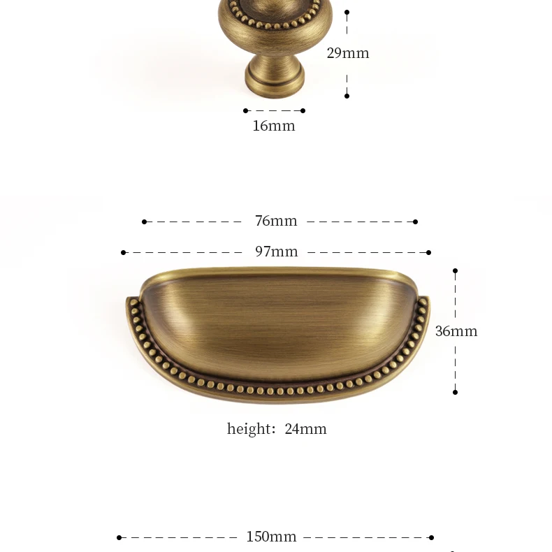Antique brass crown cabinet handle product image 17