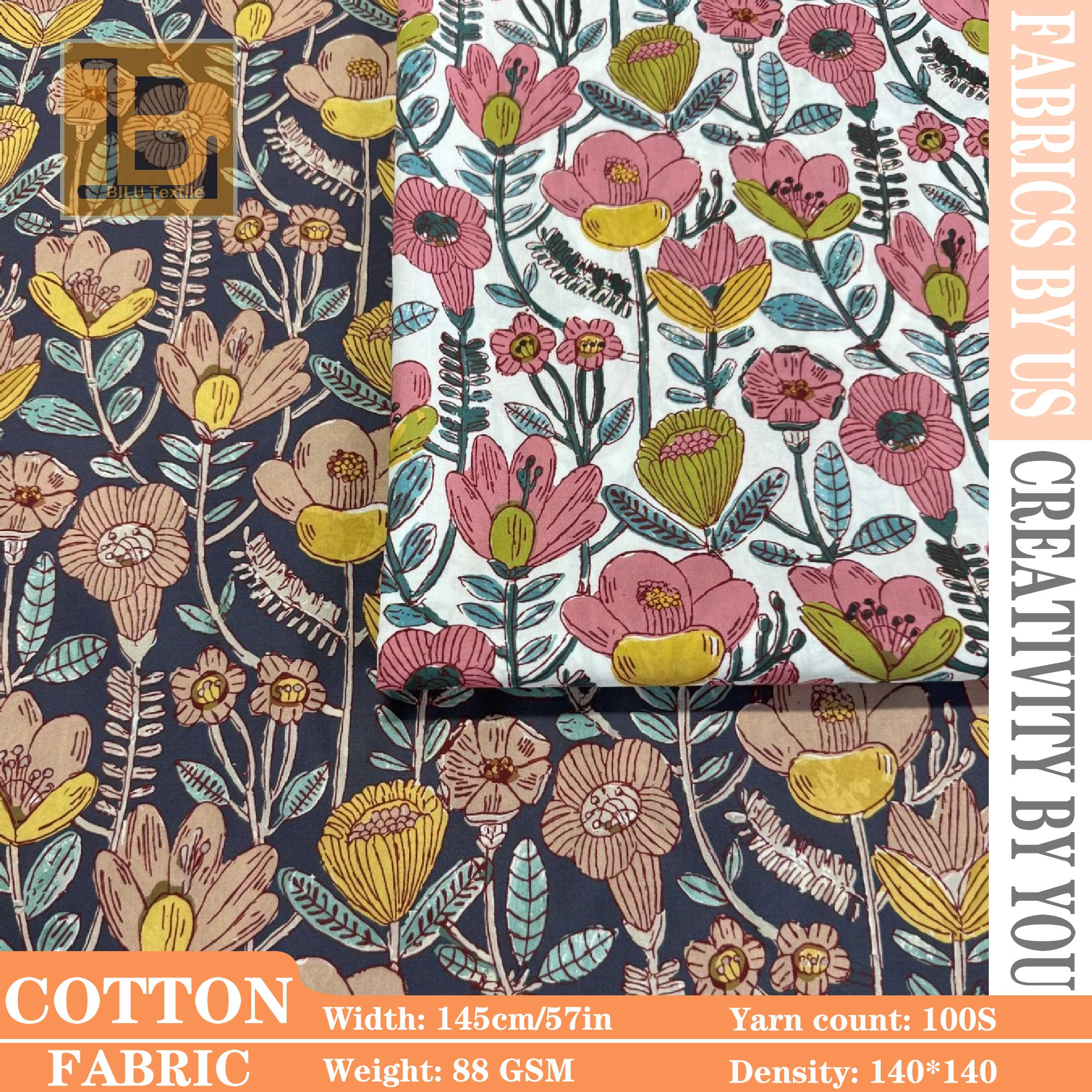 

Длинная хлопчатобумажная ткань с принтом в стиле ретро — цветочный стиль 100-х годов Like Liberty — для платьев и квилтинга (на метр)