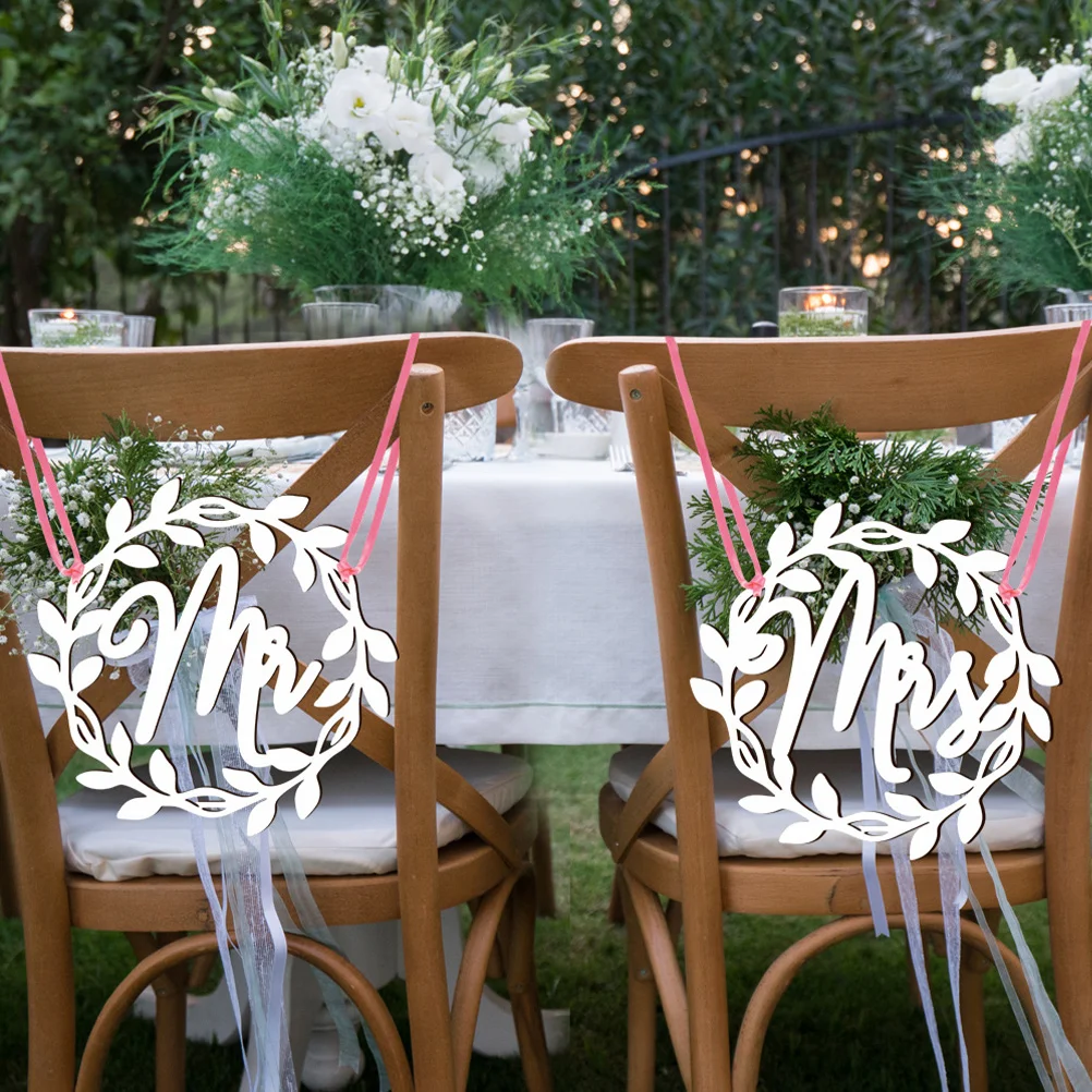 

Wedding Chair Sign Decorations Mr Mrs Bride Groom Wood Signs for Table Dining Seat Miss Party DIY Celebrations
