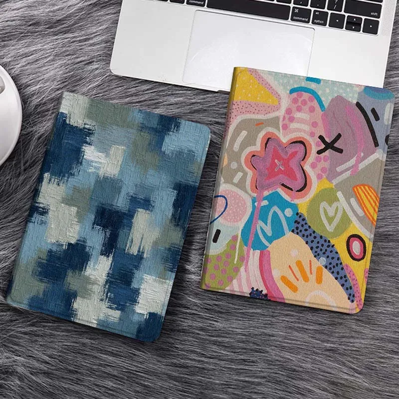 

Blue Gray Abstract Brush Gift Tablet Case For Samsung Galaxy Tab S7 S8 S9 S10 FE Lite