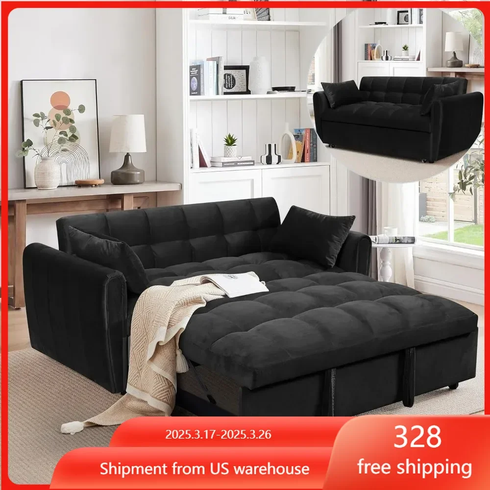 

3 in 1 Convertible Sleeper Sofa bed Loveseat Sofa Convertible Sofa Bed with Pull Out Sleeper Couch Bed and 2 Pillows for Home