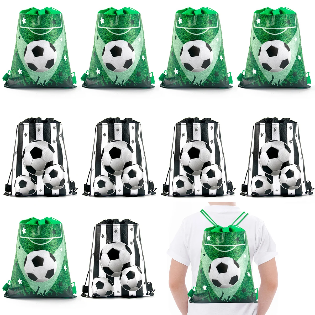 5/10pcs Football sport Soccer theme Drawstring Bags Soccer Gift Goodie Bag Backpack Kids Sport Birthday Party Favors for guest