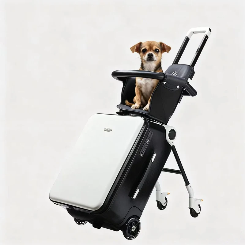 

Чемодан для домашних животных с вращающимися колесами, большие чемоданы с дизайном сиденья, 20-дюймовая ручная кладь с твердой поверхностью для путешествий
