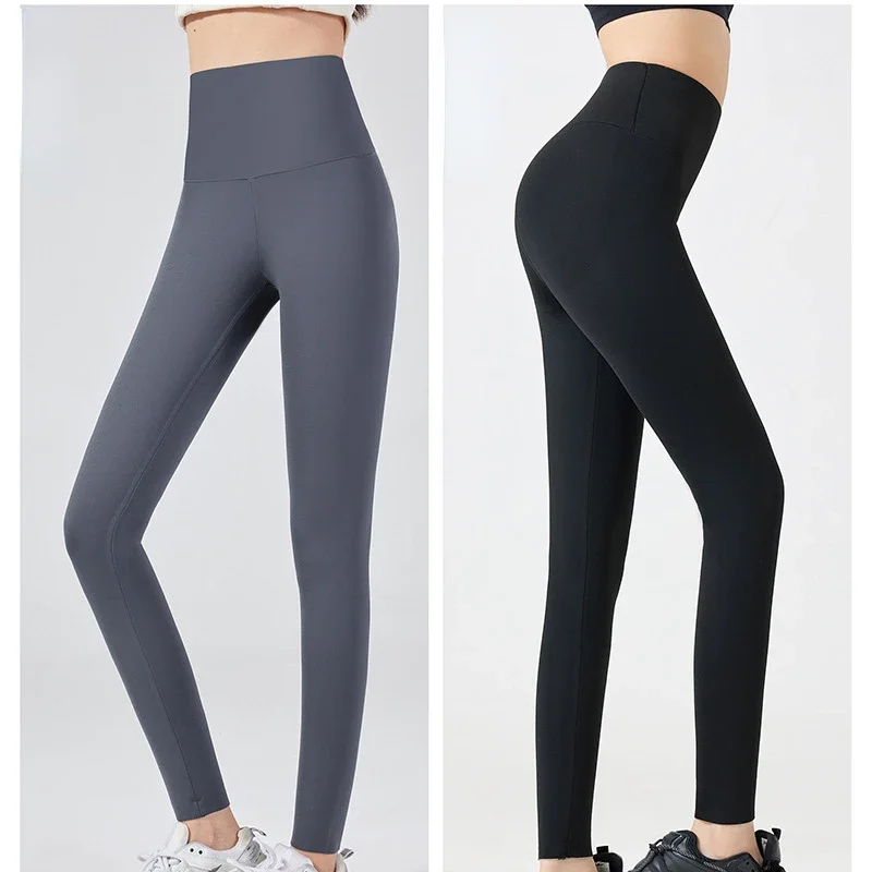 Outono e inverno nova caxemira proteína seda barbie calças femininas exterior cintura alta barriga preto ouro leggings