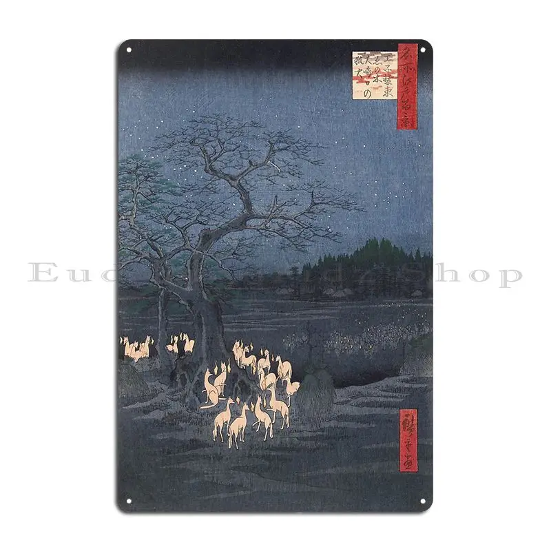 Utagawa Hiroshige Foxfires At The Changing Tree Metal Sign Rusty Printed Club Cinema Club Tin Sign Poster