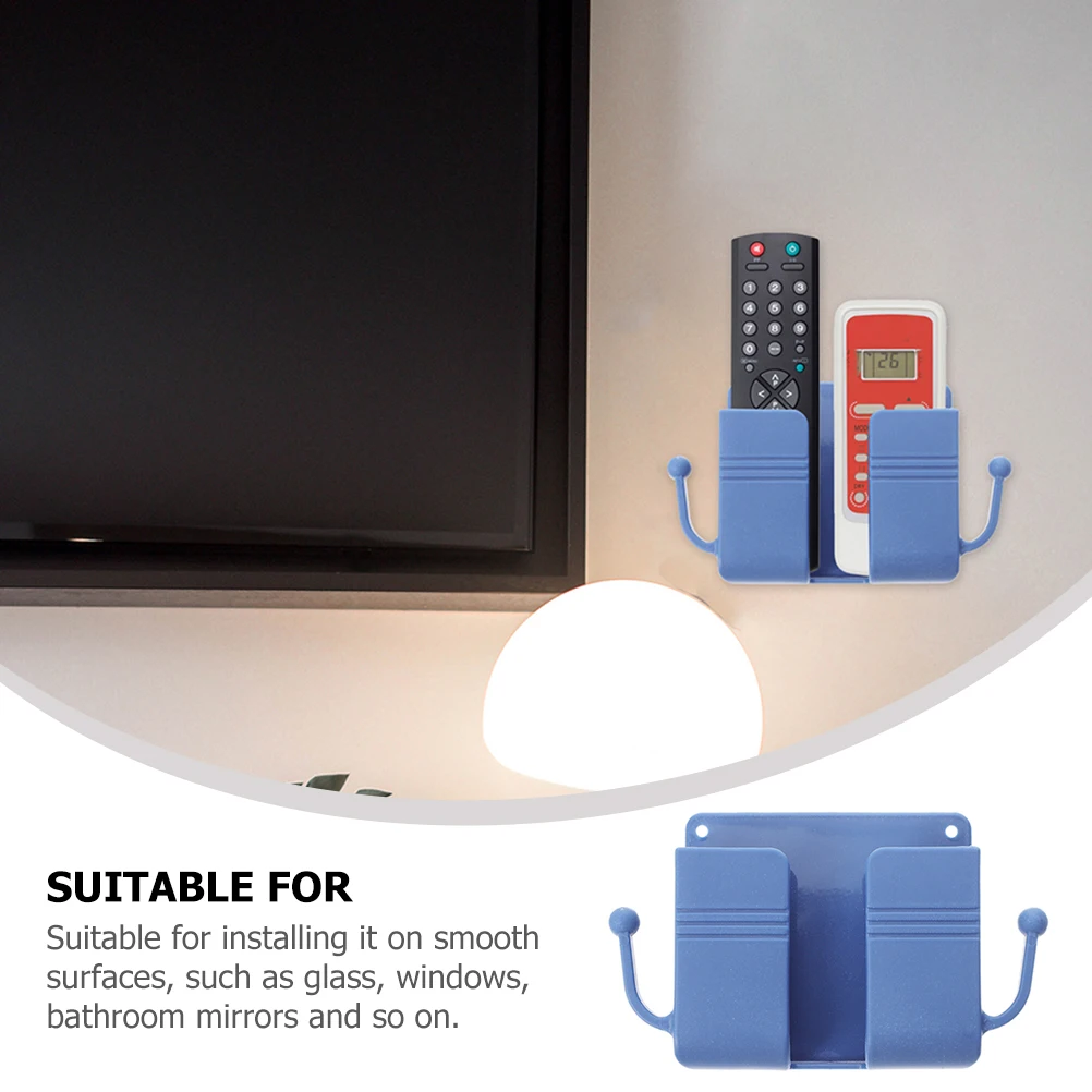

2pcs Remote Holder Wall Mount ganizer Blue Storage Box Set for Bedside Wall Phone Holder AC Phone Shelf Charging Station