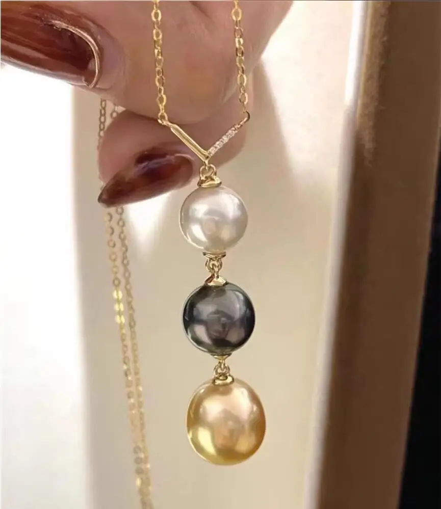 

Великолепный кулон из белого и черного золота с жемчугом Южного моря диаметром 10-11 мм, серебряное ожерелье, жемчужное ожерелье, ювелирное изделие, кулон.