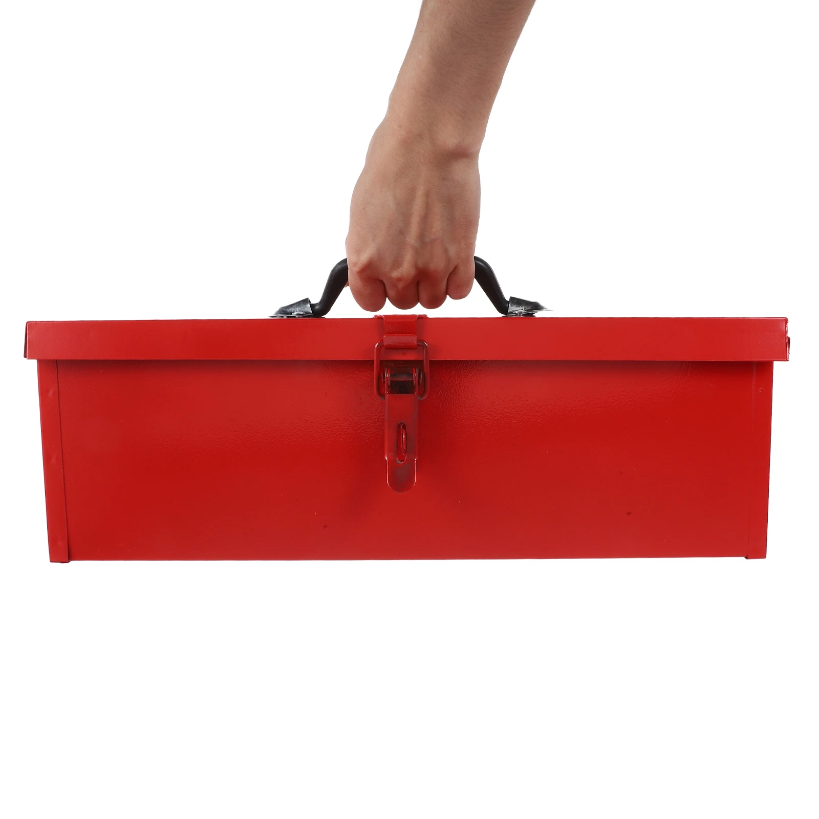 1pc Red Metal Toolbox Portable Storage Case Durable Iron Tool Box Organizer Large Capacity Waterproof