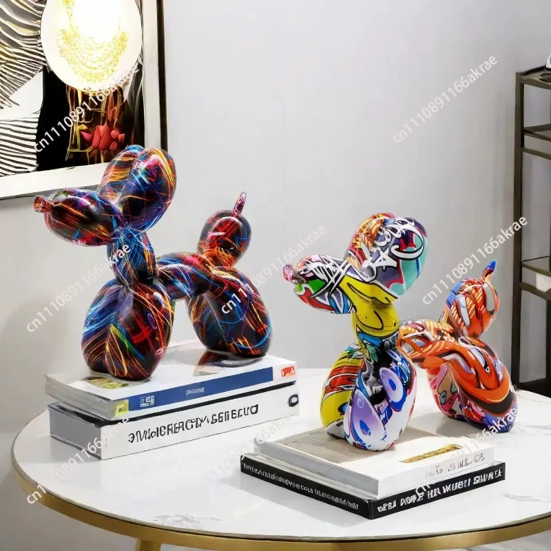for balloon dog ornament creative graffiti colorful resin handicraft dog home entrance living room wine cabinet decoration
