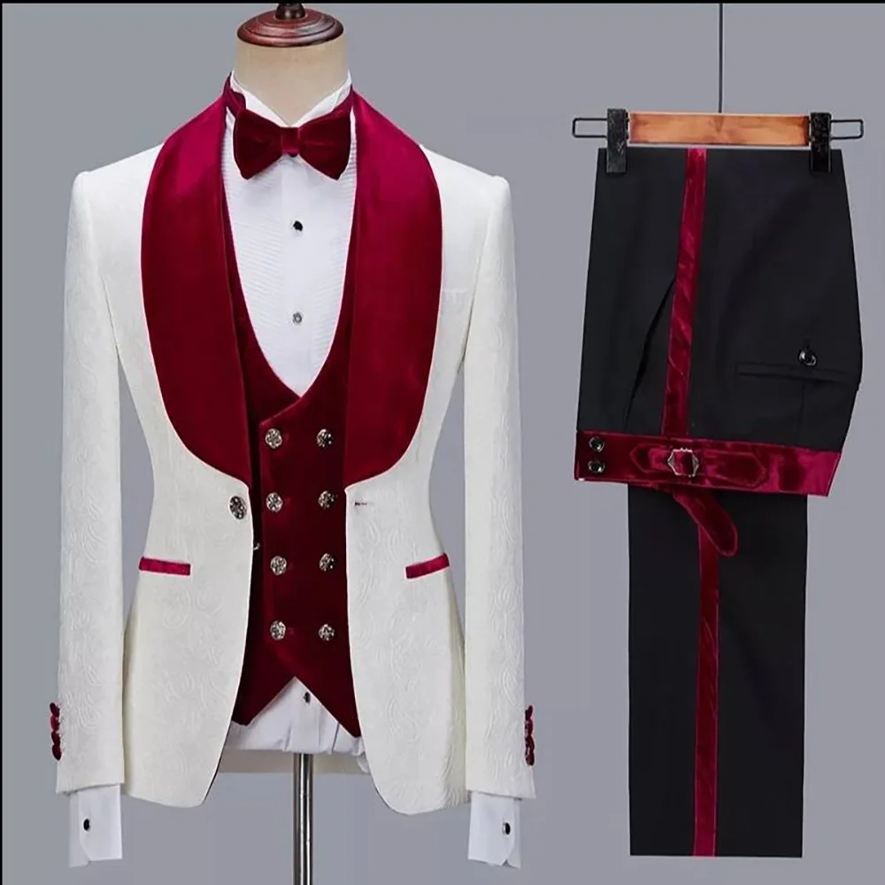

Luxury Men's Suits For Wedding 2024 Trajes Elegante Para Hombres Shawl Lapel Single Breasted Three Piece Jacket Pants Vest Slim