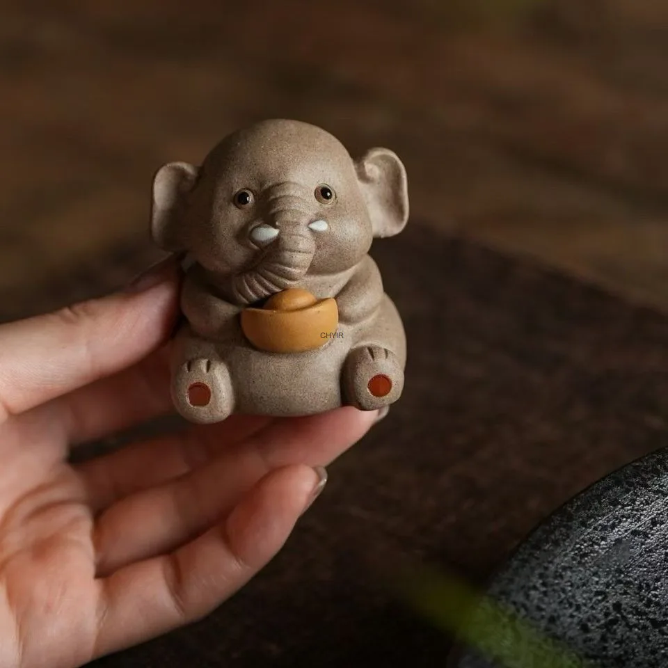 

Zisha Tea Pet Round Elephant Small Ornament Creative Figurine Auspicious Yuanbao Elephant Tea Set Tea Table Decoration
