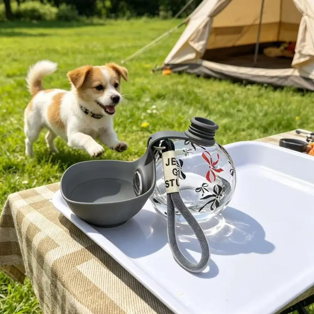 Leak Proof Pet Water Bottle Fold Out Silicone Bowl Portable Outdoor Travel Hydration Container Dog Water Feeder 3 Colors - view 3