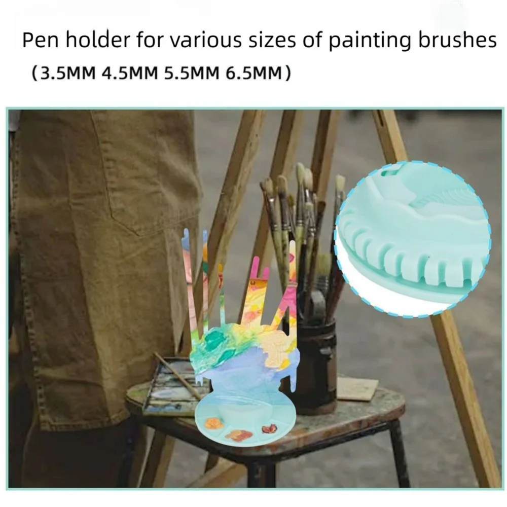 Foldable Painting Brush Washer Suction Cup Bottom Non-slip 2-in-1 Brush Holder with Hanging Hole Palette Trays