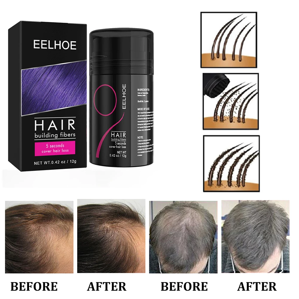 12g Hair Building Fiber Powder Thicker Hair Dense Cover Hair Loss Refill Thickening Fiber Hair Powders Instant Regrowth Tools