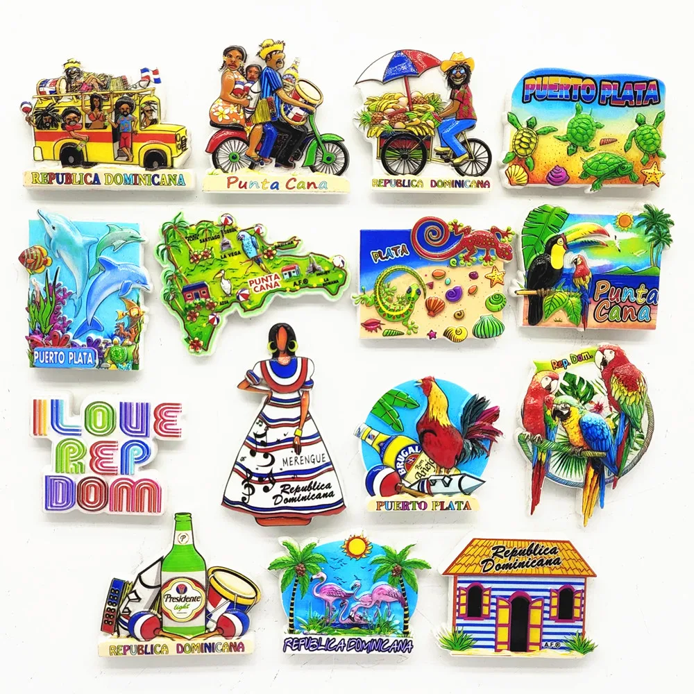 North America Dominica Republic Dominican Punta Cana 3D Fridge Magnets Tourism Souvenir Refrigerator Magnetic Sticker Collection