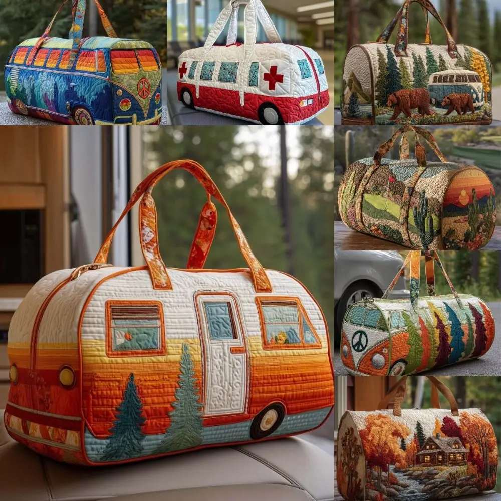 

Adjustable Strap Quilted Duffle Bag 3D Quilting Craft Tote Bags Short-distance Handbag Large Capacity Sports Gym Bag