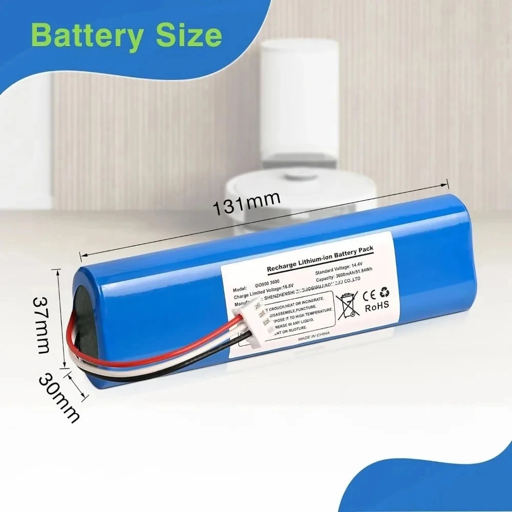 Bateria de substituição para Ecovacs Deebot Ozmo,  Robot Aspirador Bateria, 12800mAh, 900,901,905,920,930,937,N8,N8 pro