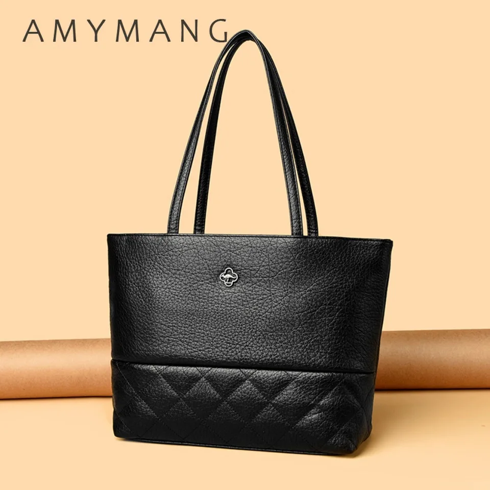 

Натуральная кожаная сумка-тоут из мягкой искусственной кожи большой вместимости, женская сумка через плечо, дизайнерская люксовая сумка для повседневного использования, 2026