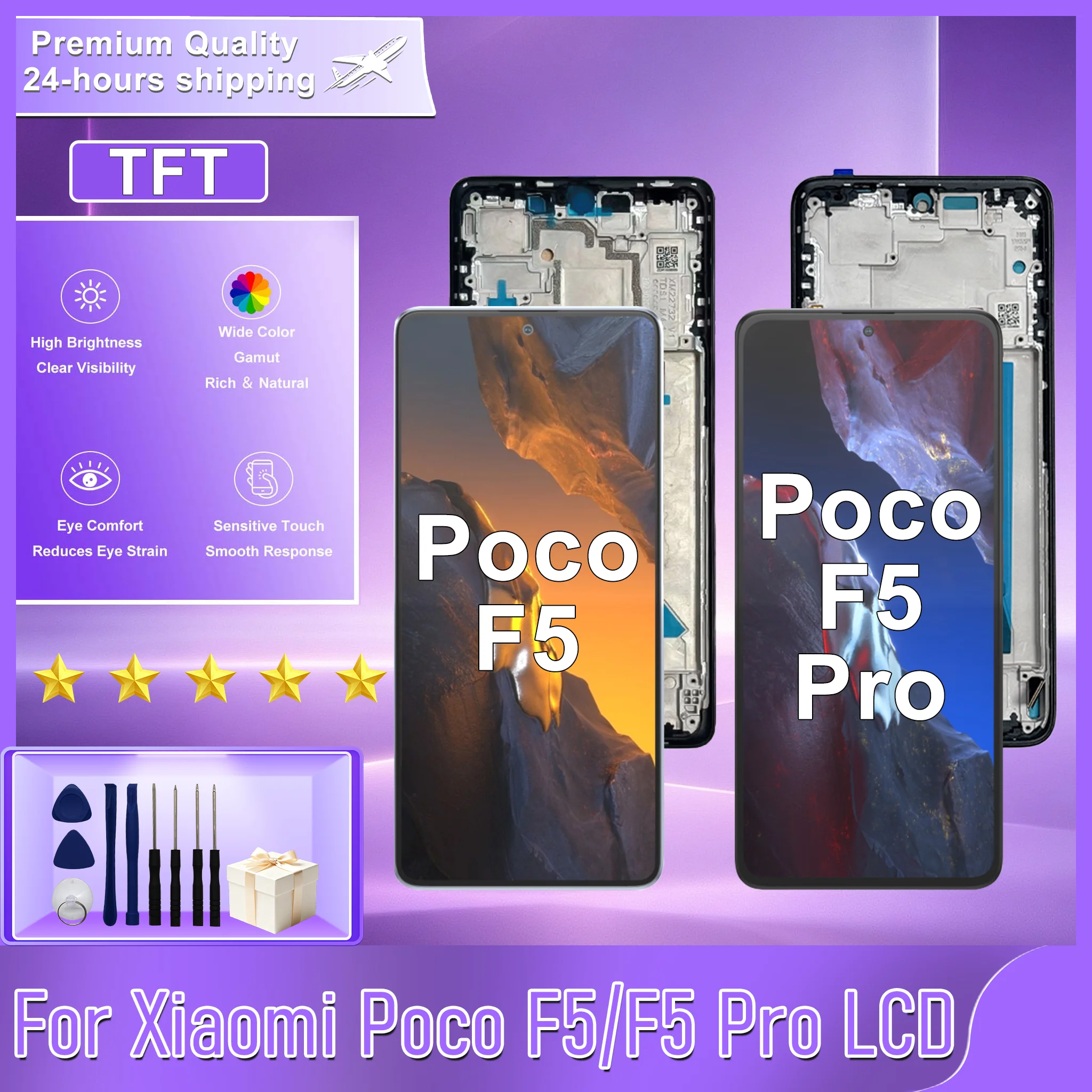 TFT Screen For Xiaomi Poco F5 Display 23049PCD8G Touch Screen Digitizer For Poco F5 Pro LCD 23013PC75G Assembly Replacememt Part