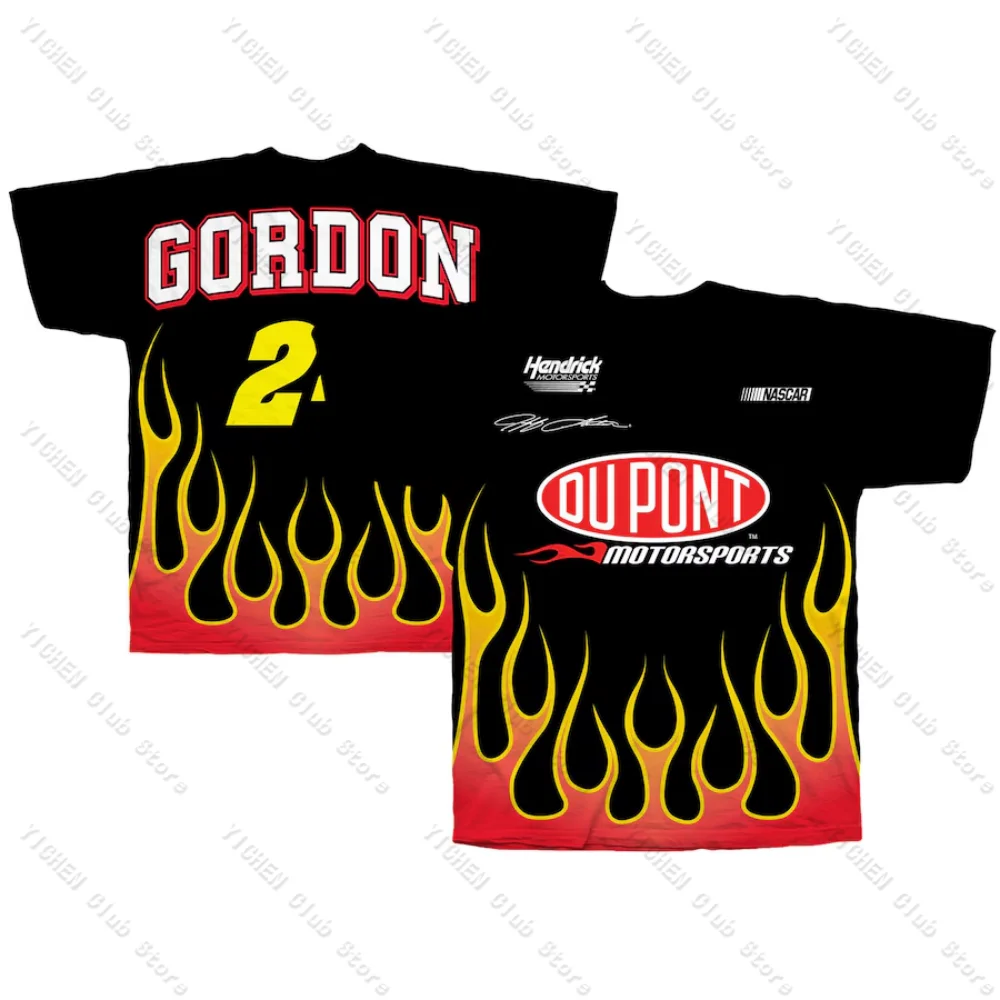 Motorcycle Racing Jeff Gordon Hendrick Motorsports Team Collection Black DuPont Legend T-Shirt Street Casual Men's T-Shirt