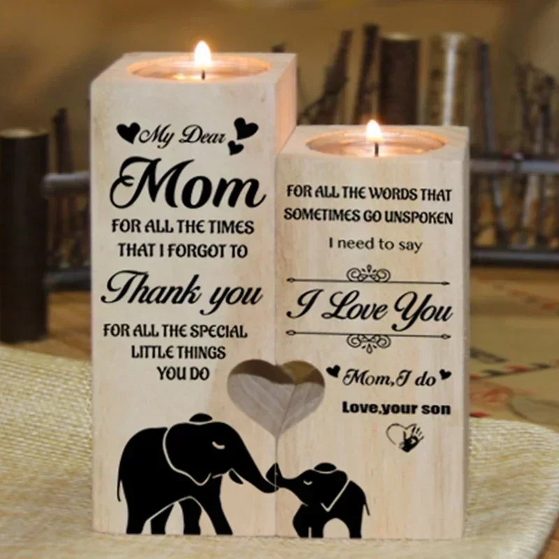 

1Set/2pcs Sisters Table Decoration DIY Ornament Mother's Day Wooden Heart Candle Holder Candlestick Candle Holders Gifts Wife