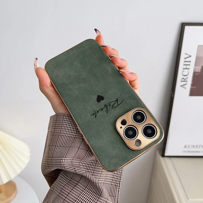 Personalisierte DIY-Hülle mit individuellem Namen für iPhone 18 16 15 14 13 12 Pro Max, luxuriöse Lederhülle mit Lammfell und Metall-Objektivabdeckung, 11 Pro – Detail 11