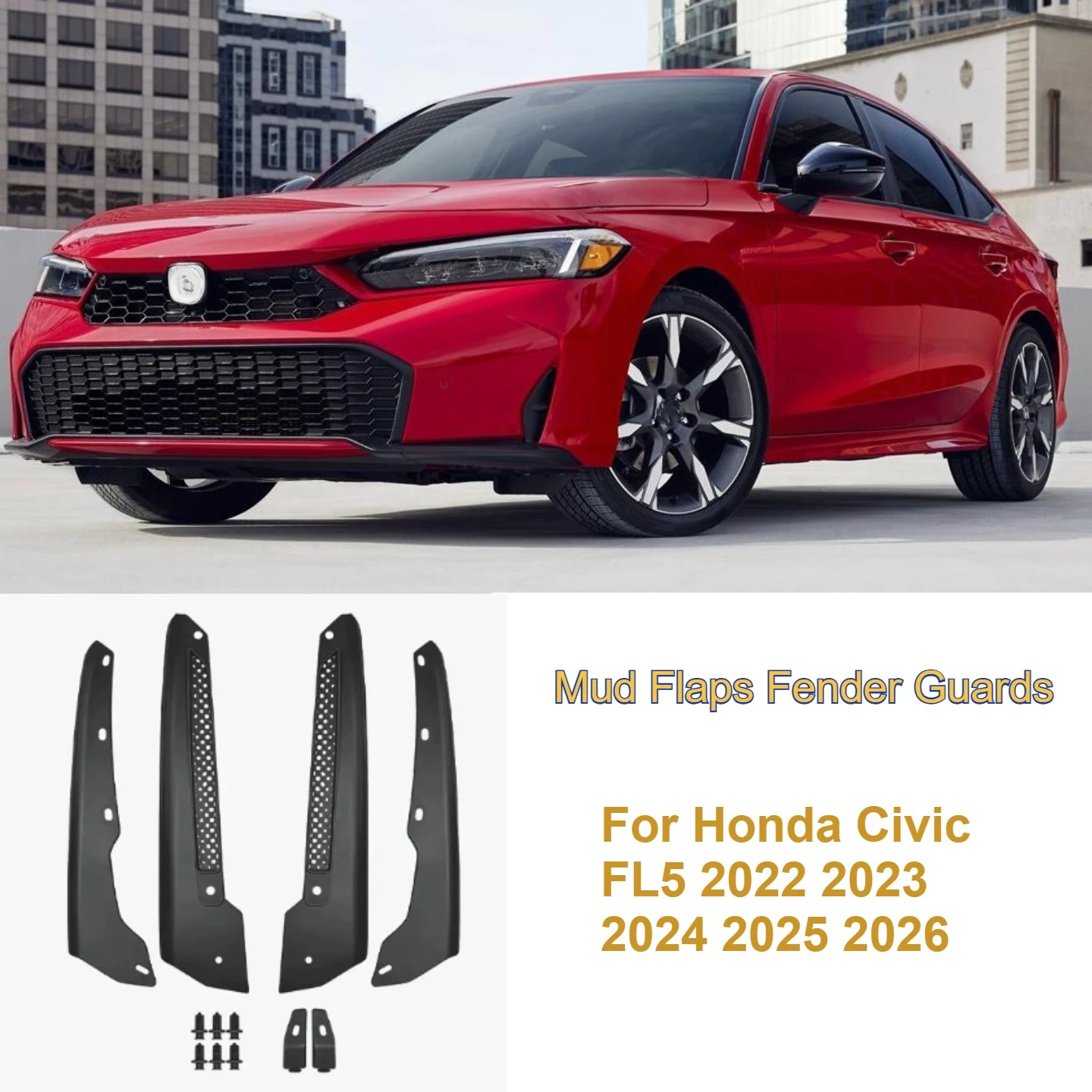 For Honda Civic FL5 2022 - 2026 A Set of Exterior Modified Mud Guards Type R | Rock & Sand Splash Protection Car Accessories