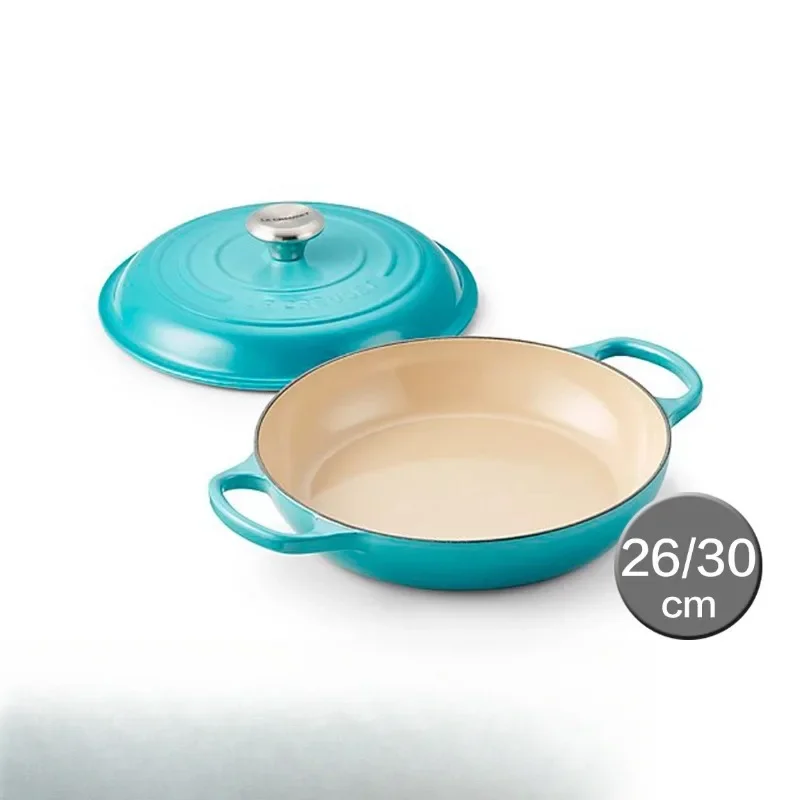 Cool color enamel cast iron pot, shallow pot, short pot, seafood pot 26cm 30cm